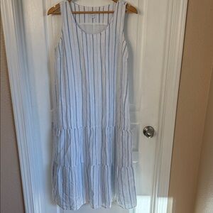 J. Jill Striped Sleeveless Midi Dress